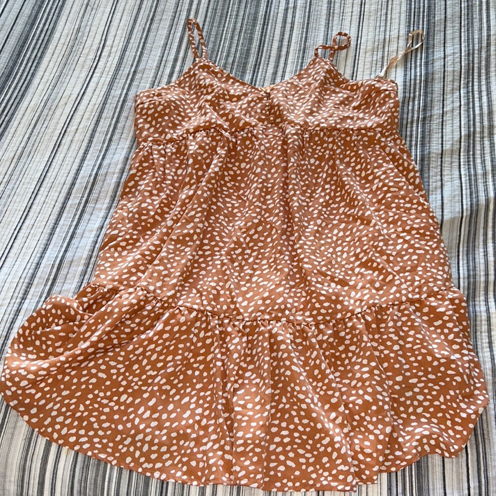 Pink Lily orange and white polka dot dress